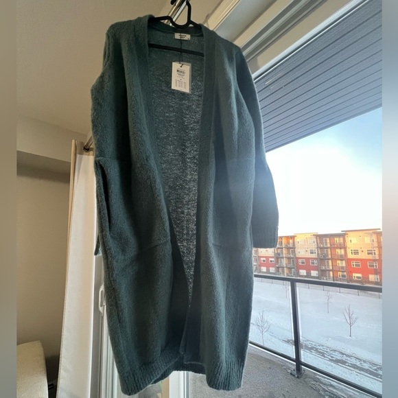 Nwt Asos JDY Firez women long sleeve longline knit cardigan, aqua blue - Picture 3 of 9